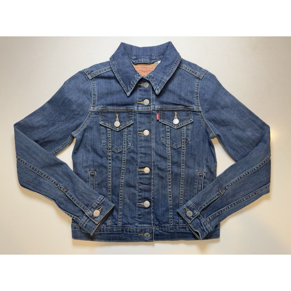 Levi's Women's Original Trucker Denim Jacket Collared Pockets Dark Wash Size XS